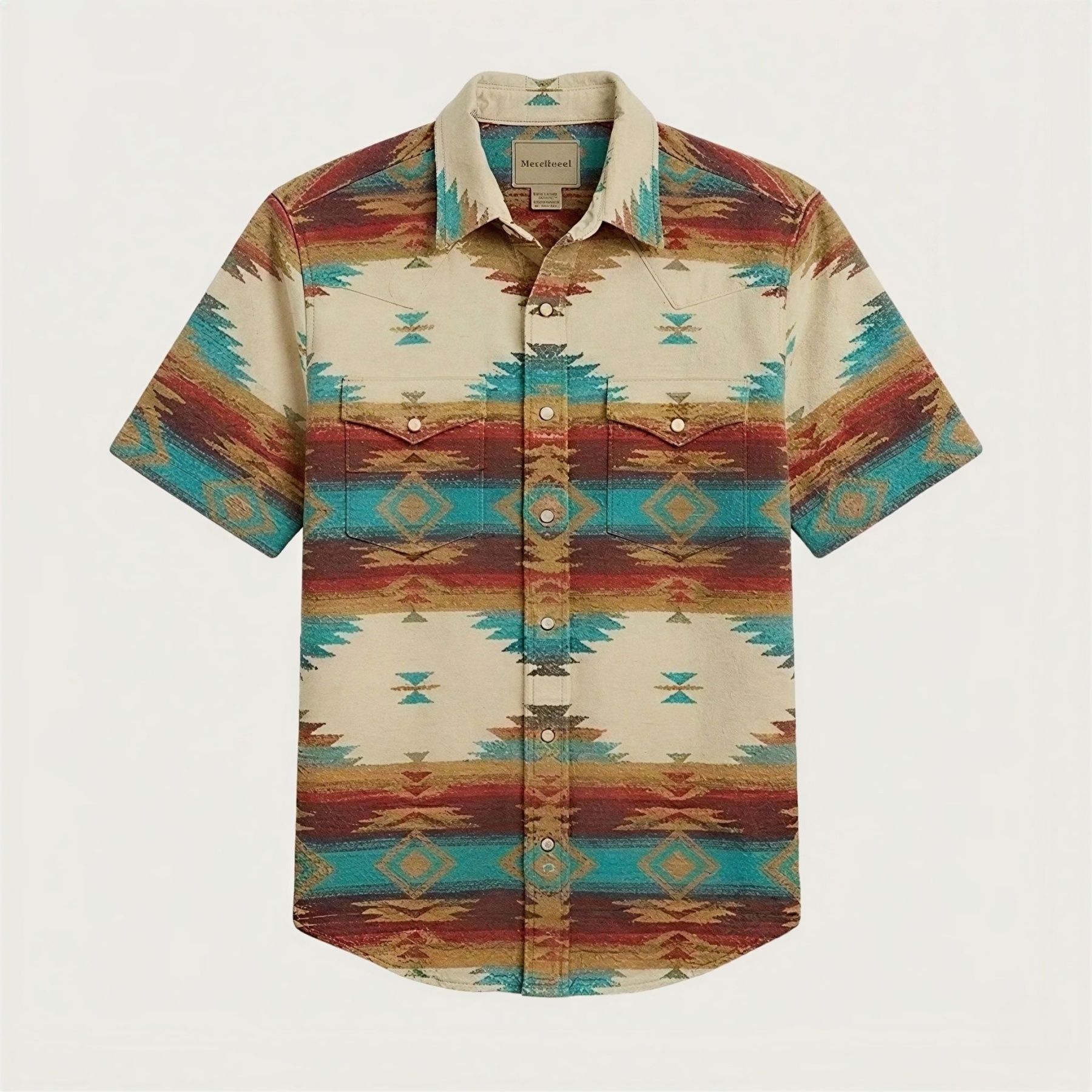 The High Desert Oasis — Cream & Turquoise Horizon - Short Sleeve