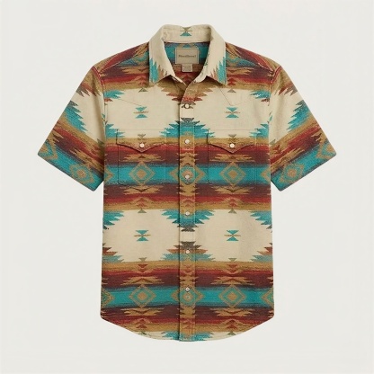 The High Desert Oasis — Cream & Turquoise Horizon - Short Sleeve