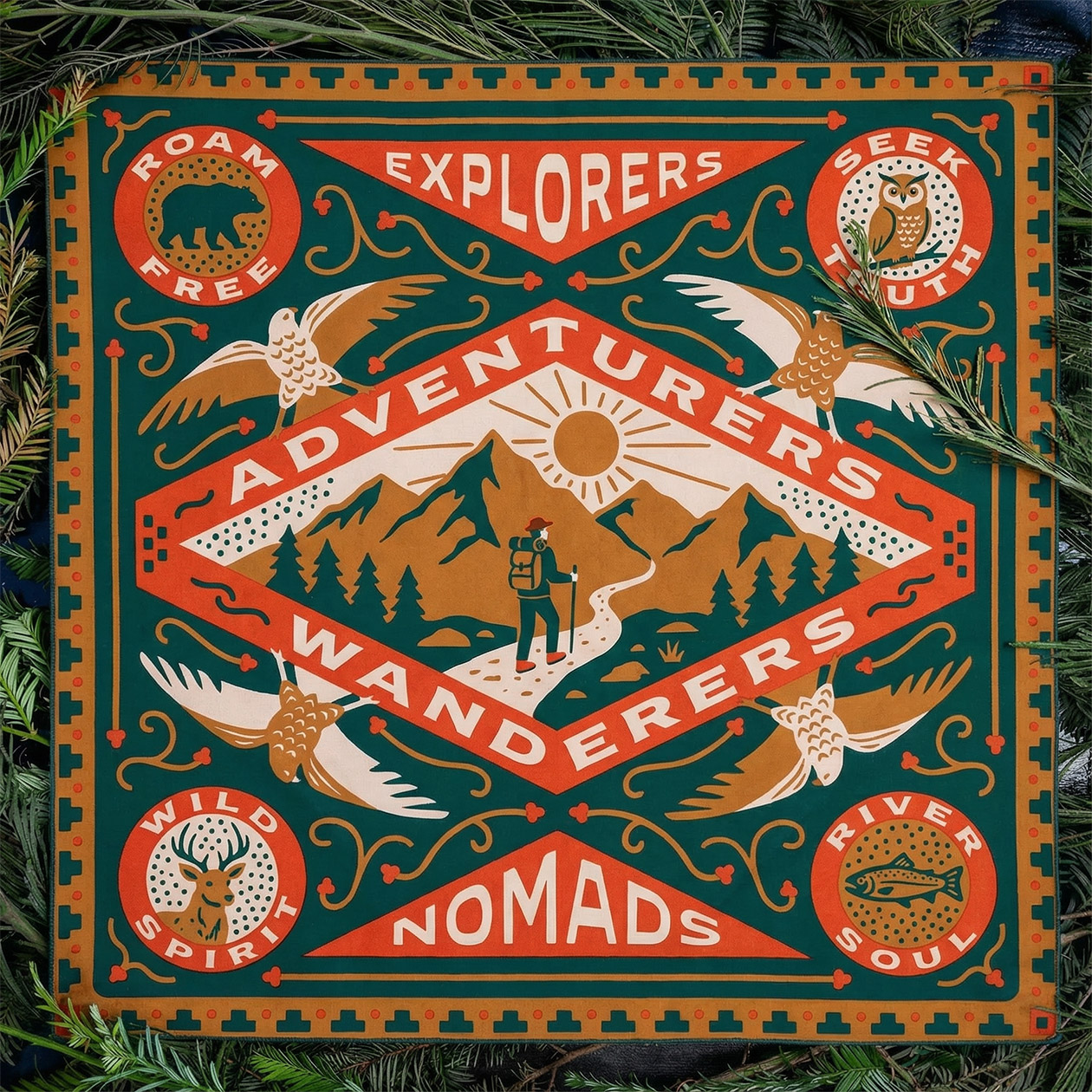 The Wanderer’s Compass – Adventure Badge Collector's Bandana