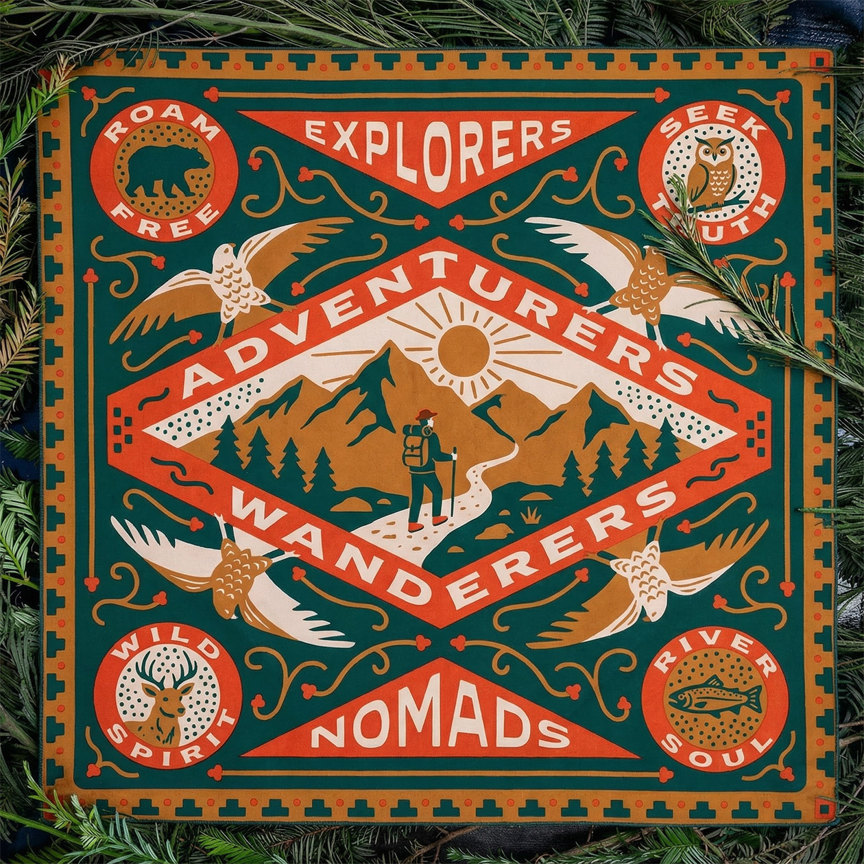 The Wanderer’s Compass – Adventure Badge Collector's Bandana