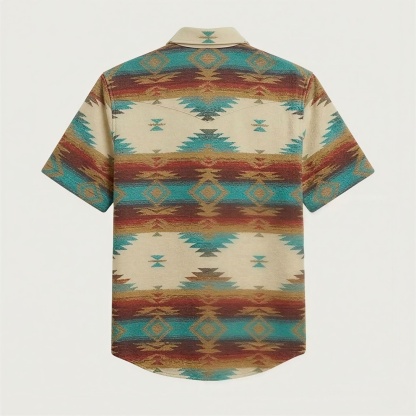 The High Desert Oasis — Cream & Turquoise Horizon - Short Sleeve