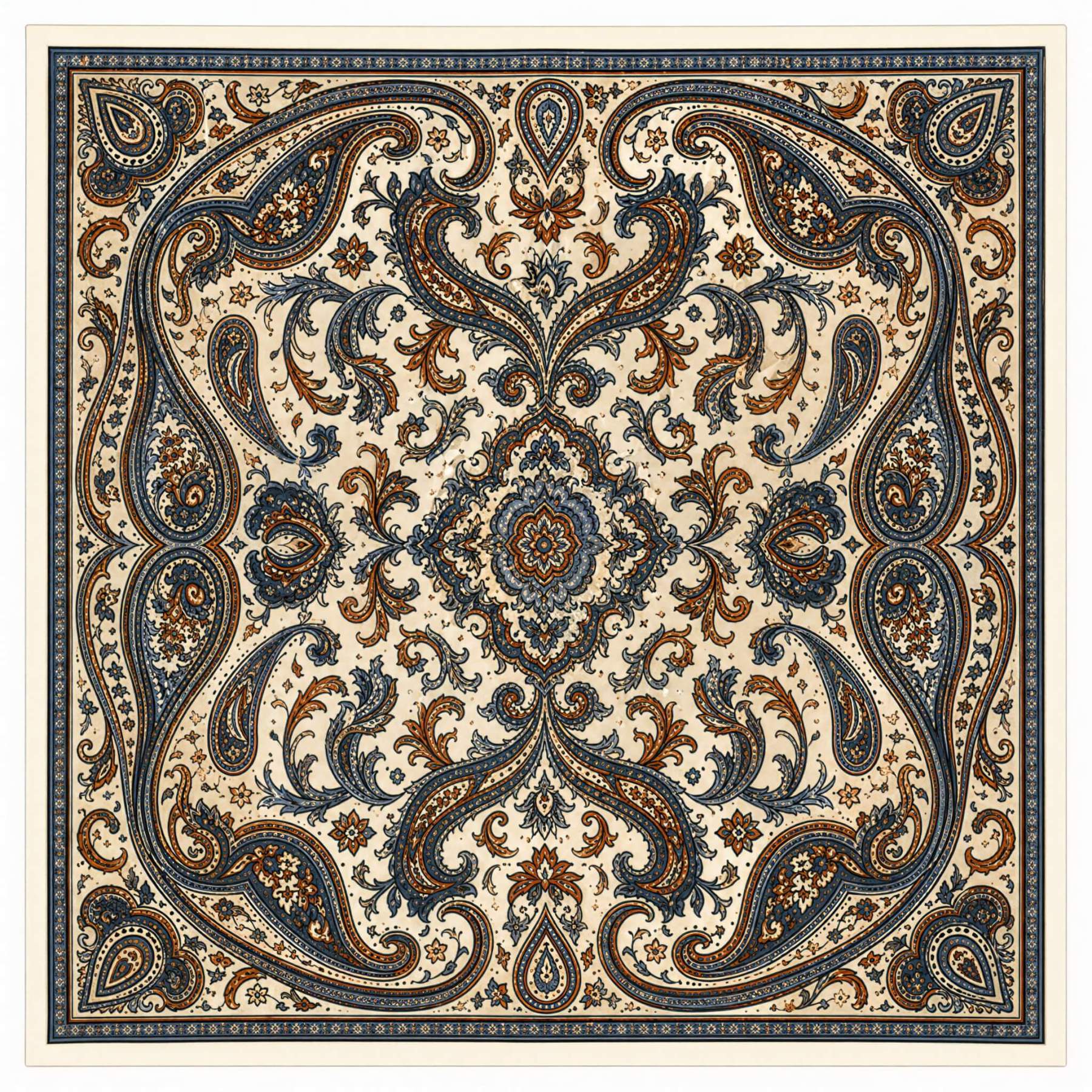 the-earthweave-tribe-mesathread-paisley-wildlife-silk-square-bandana-scarf-classic-ivory-flat-lay
