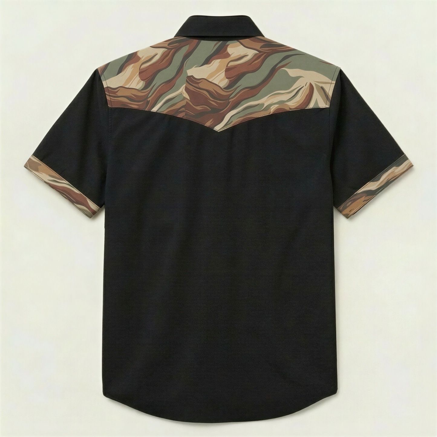 The Obsidian Strata | Mesathread Pro Contrast Panel Short-Sleeve Western Shirt
