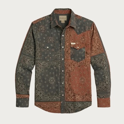 The Dust Bowl Patchwork — Iron Rust & Charcoal Bandana