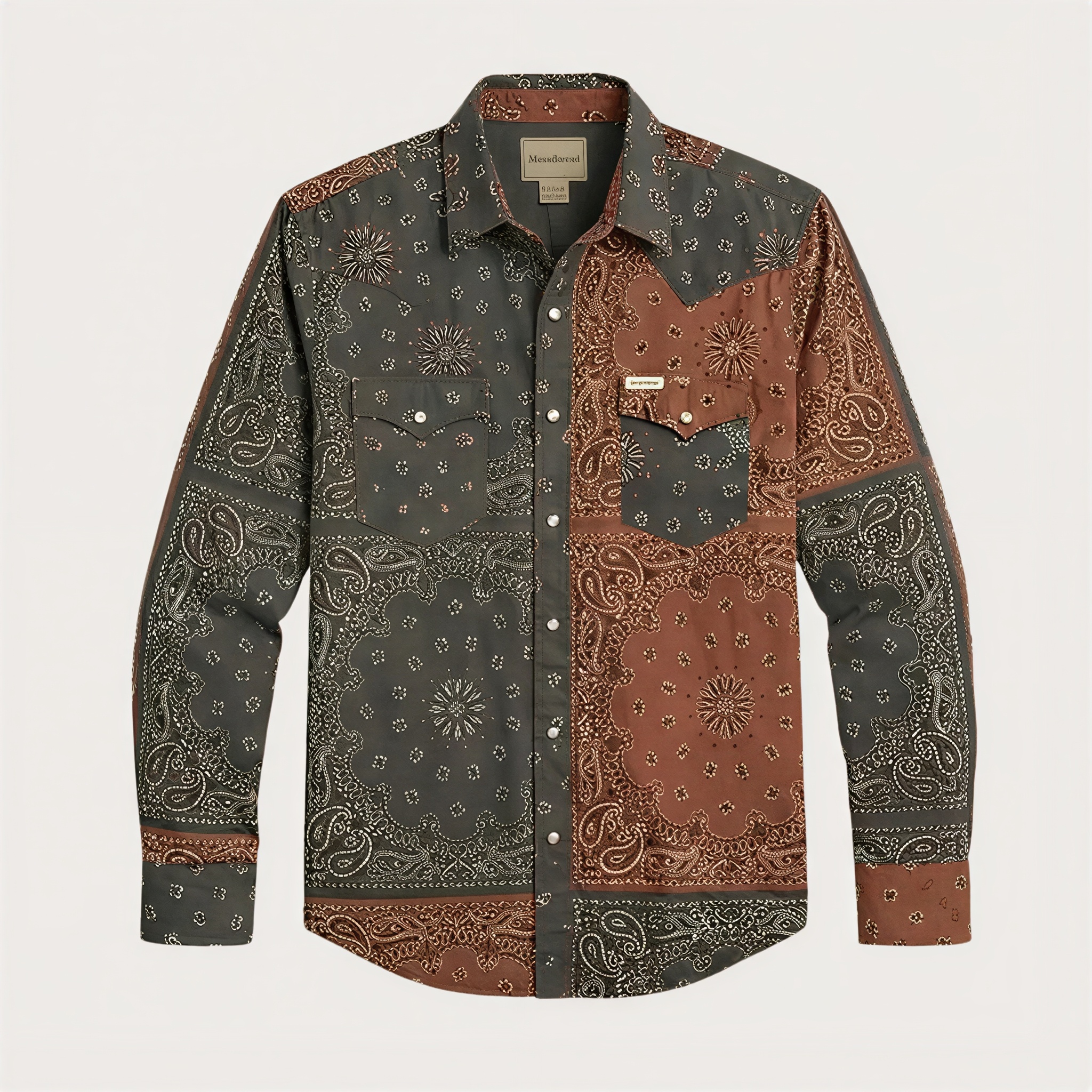 The Dust Bowl Patchwork — Iron Rust & Charcoal Bandana