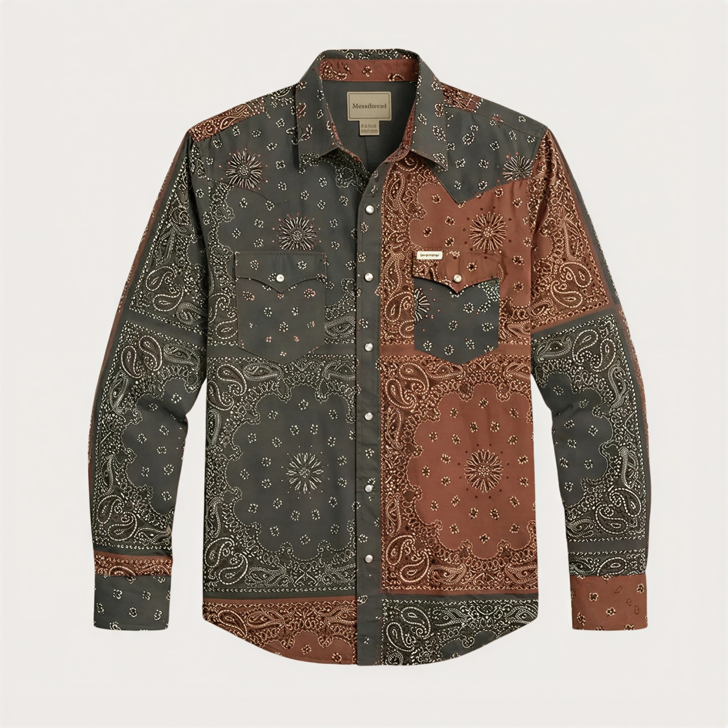 The Dust Bowl Patchwork — Iron Rust & Charcoal Bandana