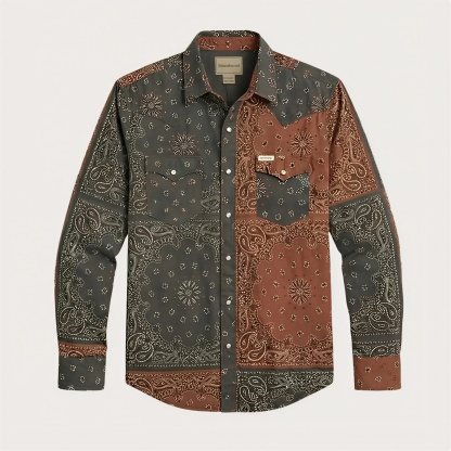 The Dust Bowl Patchwork — Iron Rust & Charcoal Bandana