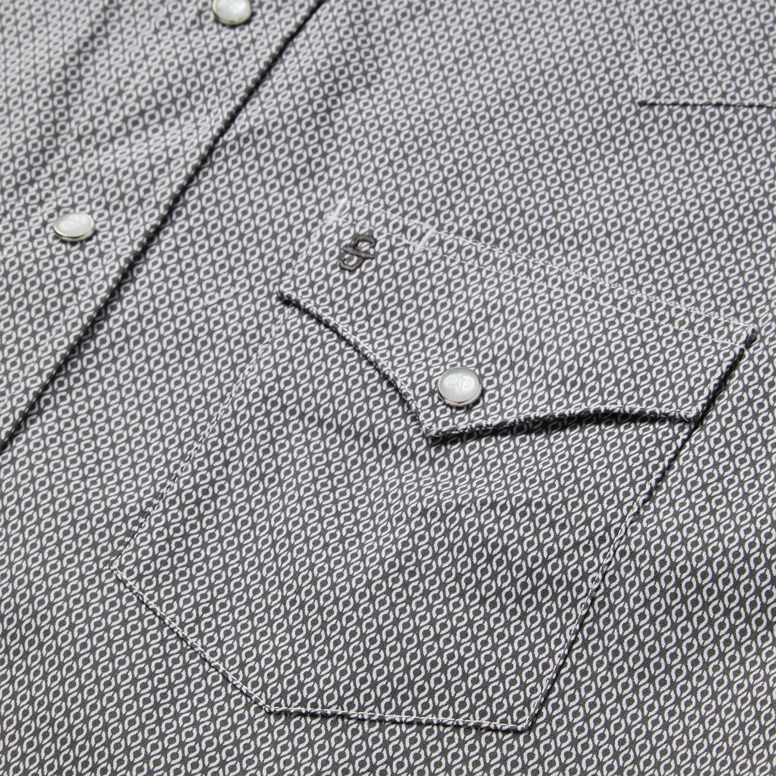 Grey Geo Print Western Shirt-MesaThread
