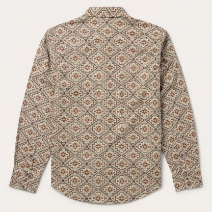 The Canyon Glyph | Earth-Tone Navajo Geometric Western Shirt