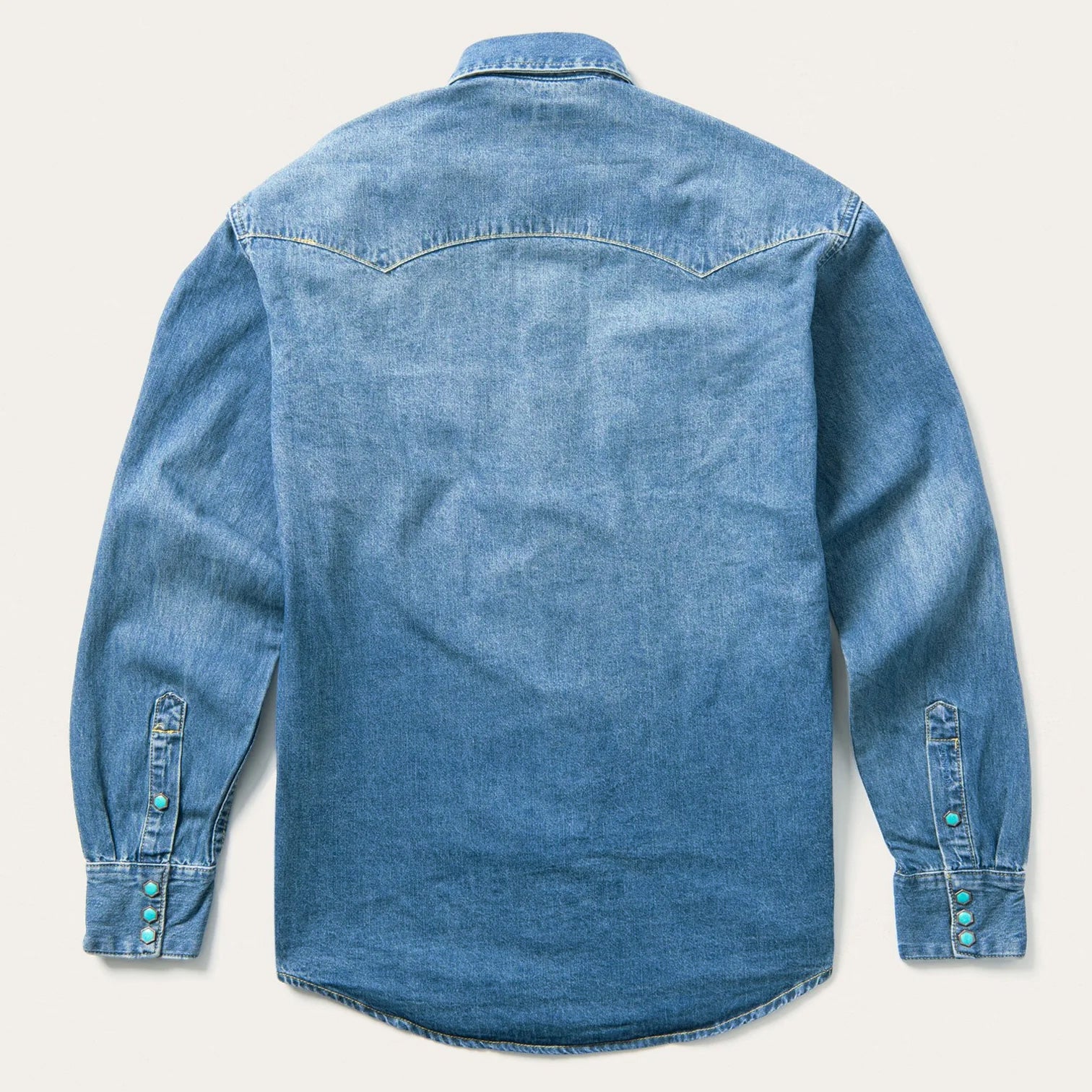 Turquoise Snap Western Denim Shirt-MesaThread