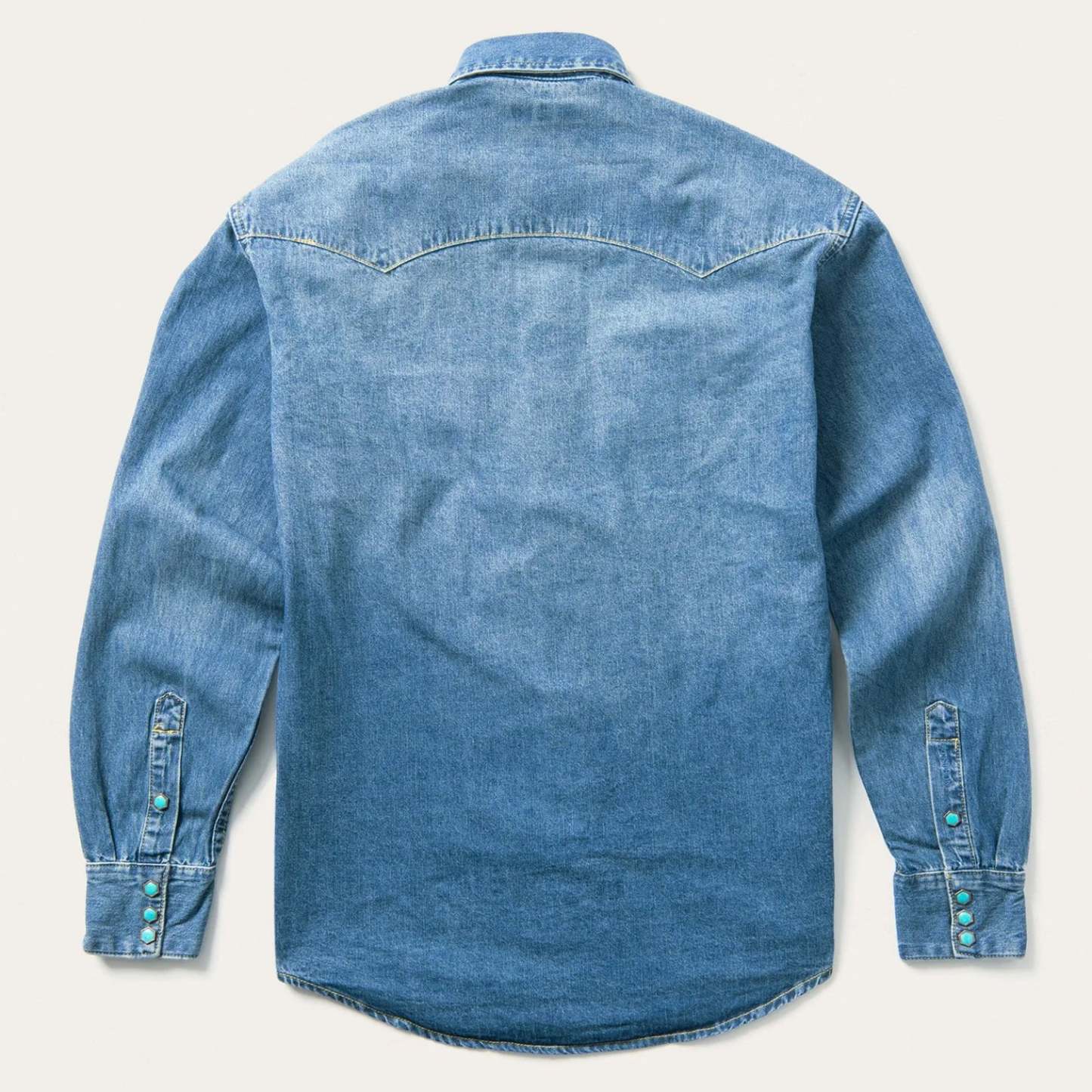 Turquoise Snap Western Denim Shirt-MesaThread