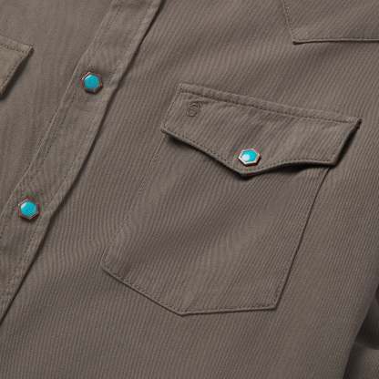 Turquoise Snap Twill Western Shirt-MesaThread