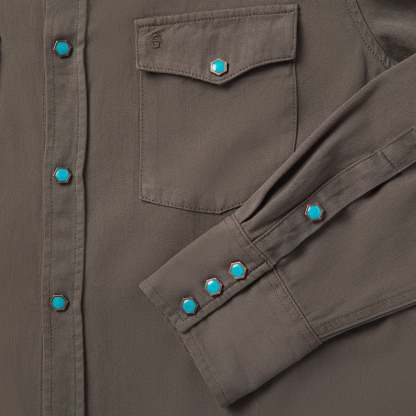 Turquoise Snap Twill Western Shirt-MesaThread