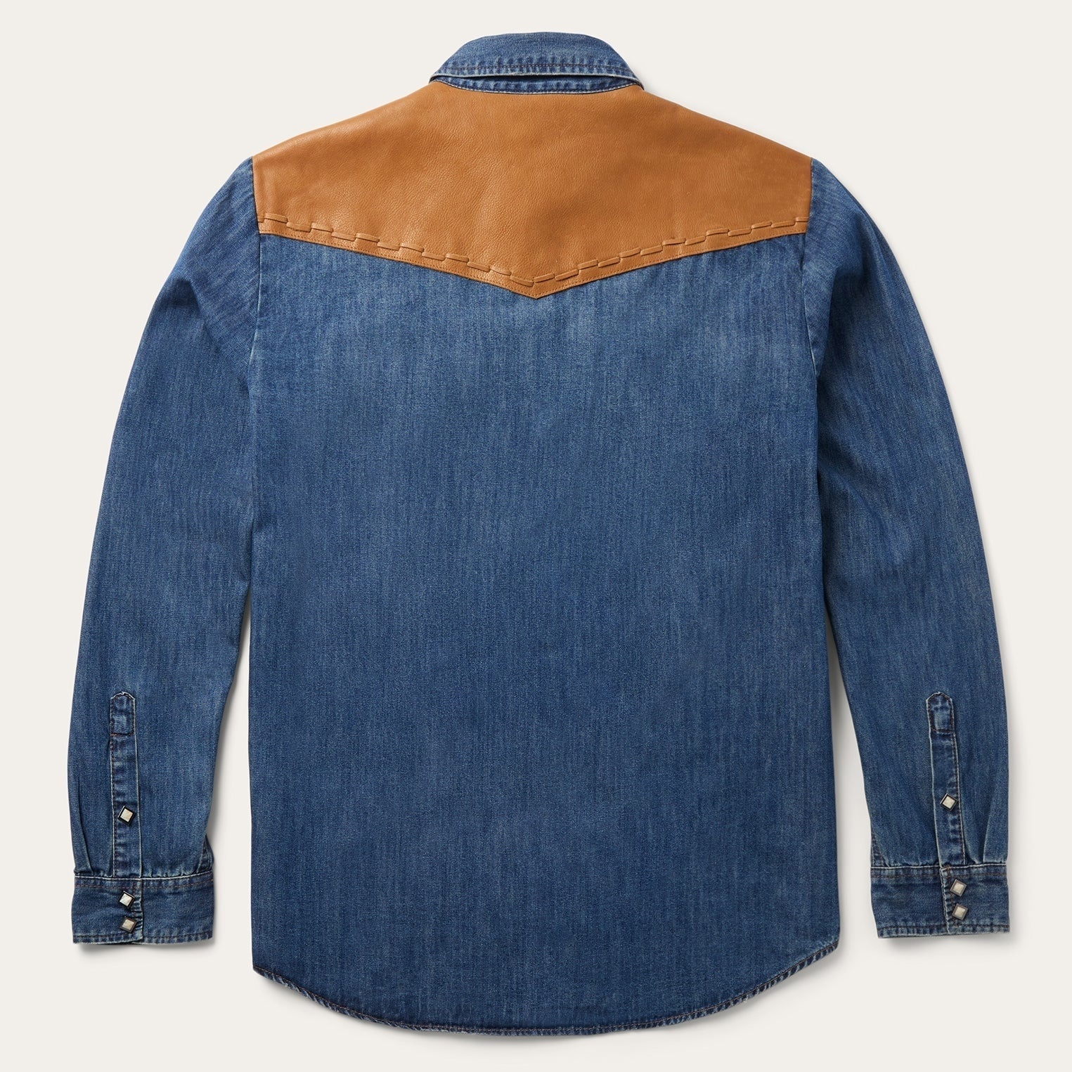 The Maverick Heart | Two-Tone Denim & Saddle-Tan Western Shirt