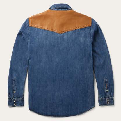 Leather Yoke Denim Shirt-MesaThread