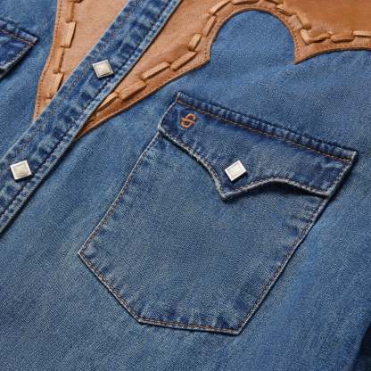 Leather Yoke Denim Shirt-MesaThread