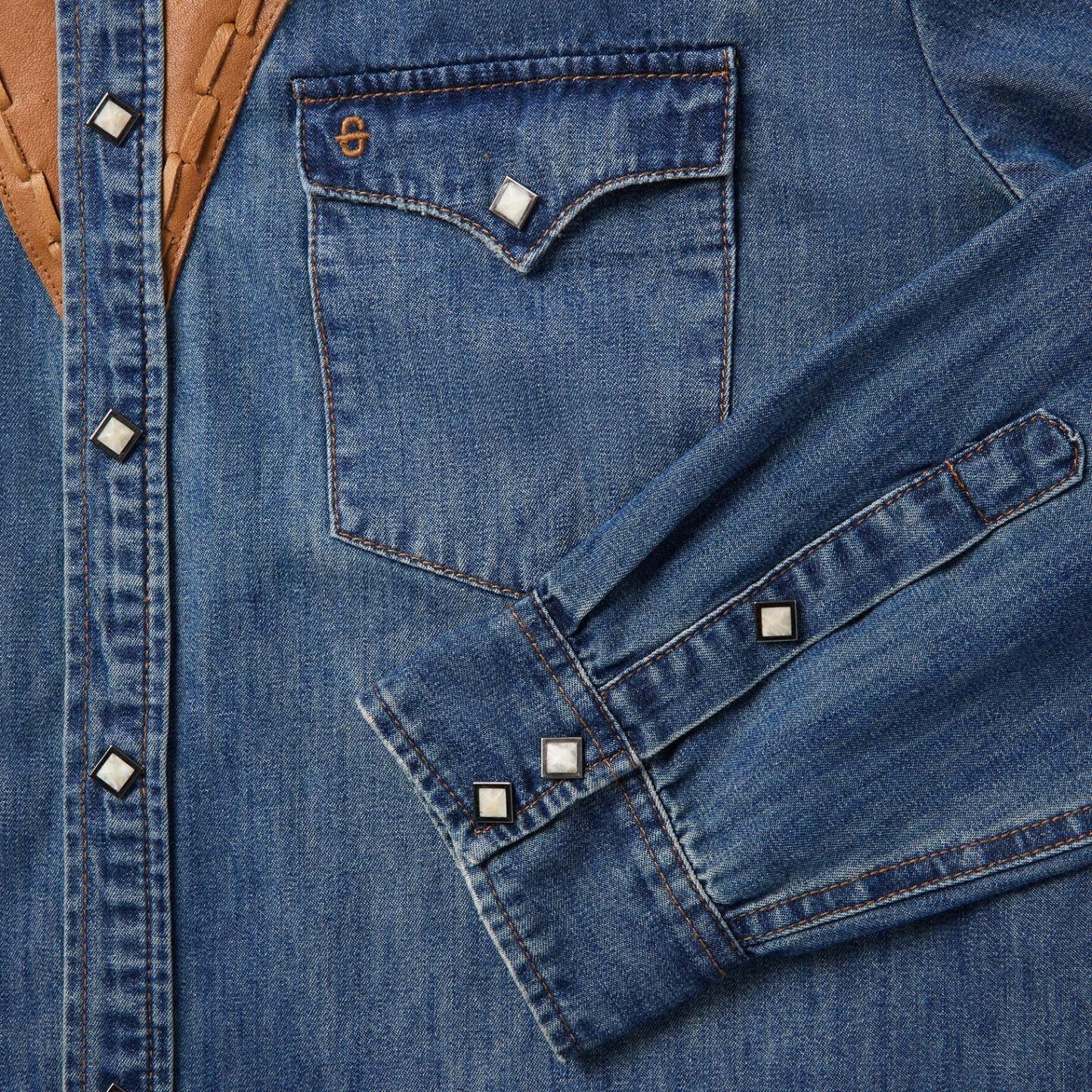 Leather Yoke Denim Shirt-MesaThread