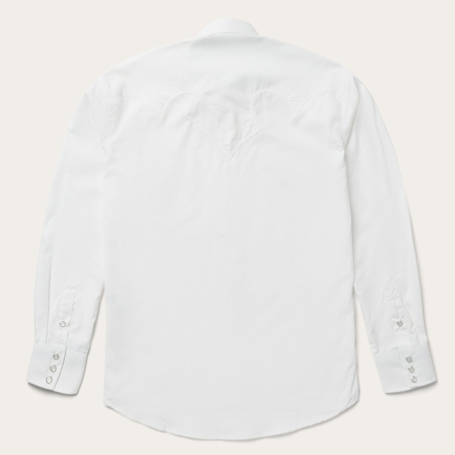 Classic Solid Snap Poplin Shirt In Optic White-MesaThread