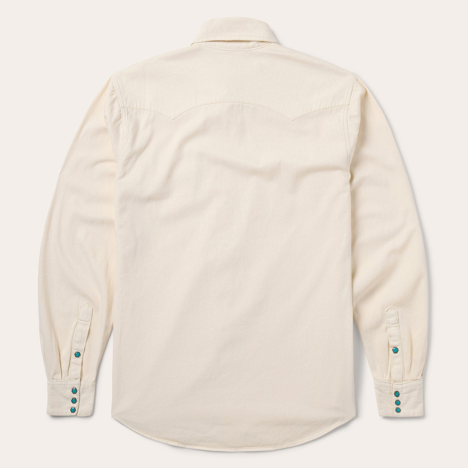 The Turquoise Horizon | Premium Cream Canvas Western Shirt