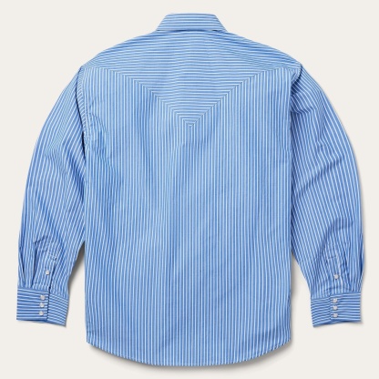 The Cobalt Rail | Precision Stripe Long-Sleeve Western Shirt