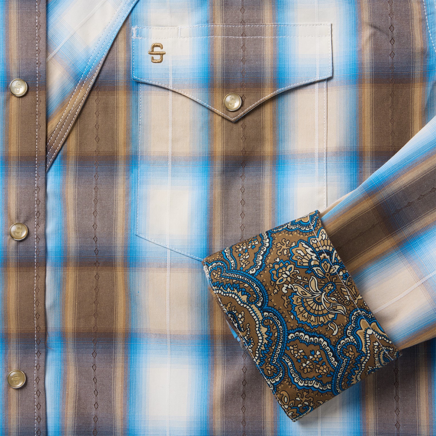 Sandalwood Ombre Plaid Western Shirt-MesaThread