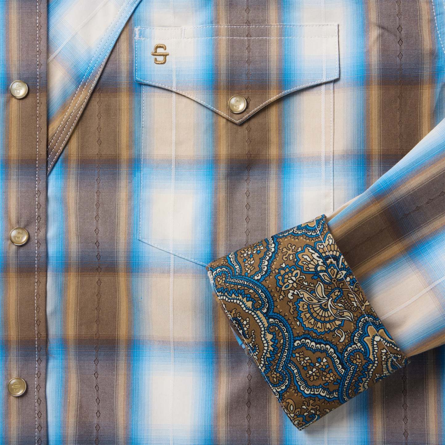 Sandalwood Ombre Plaid Western Shirt-MesaThread