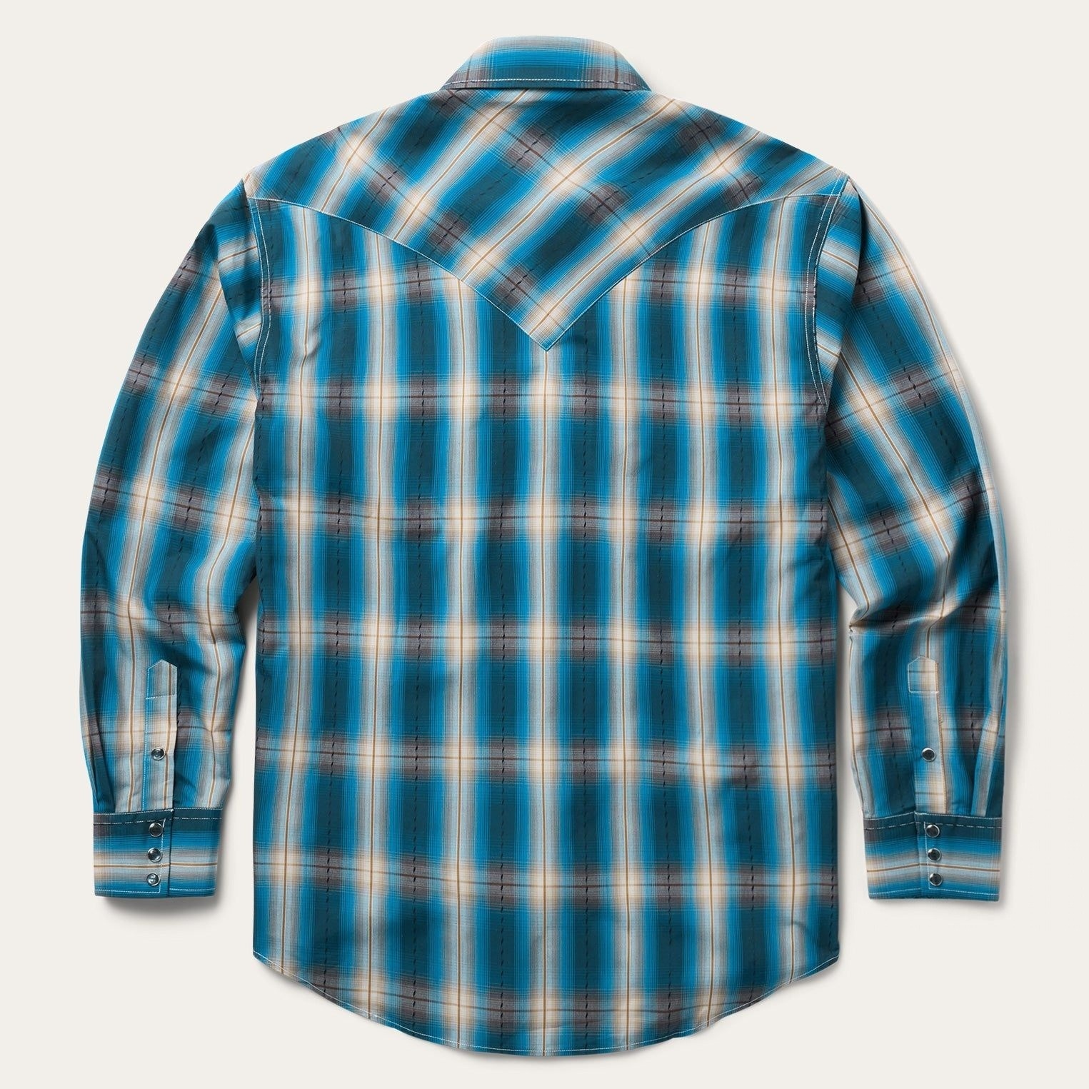 The Azure Mirage | Ombre Plaid Bias-Cut Western Shirt