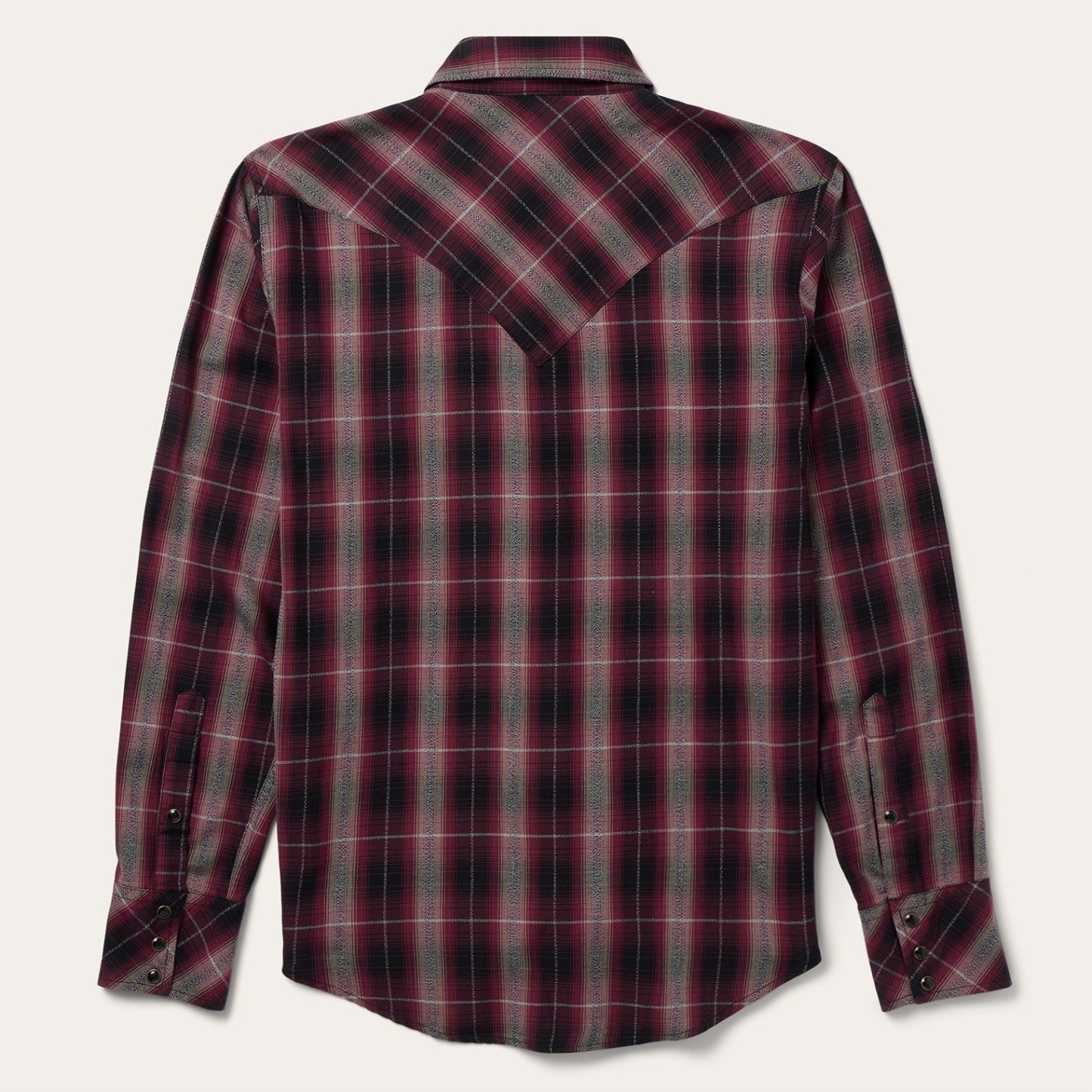 The Crimson Ember | Ombre Plaid Bias-Cut Western Shirt