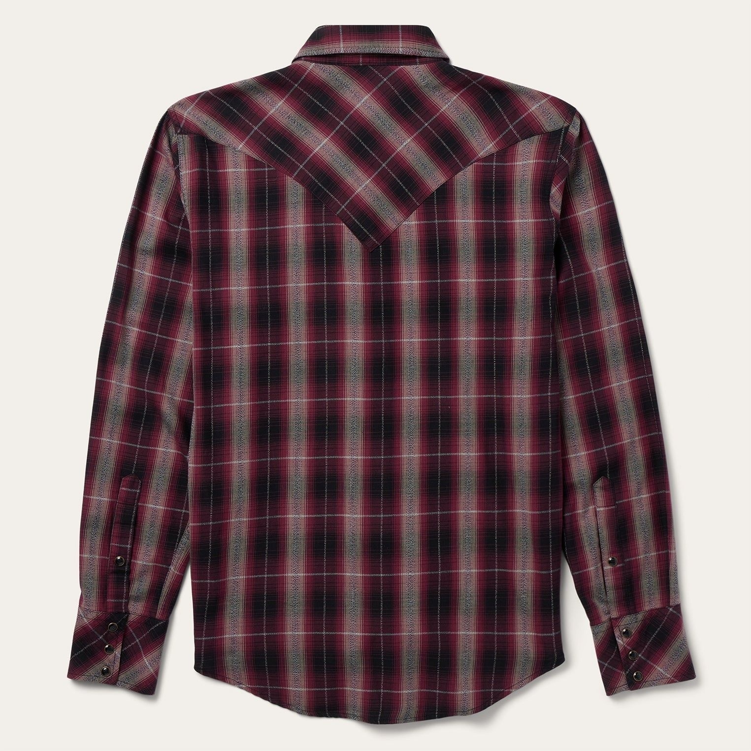 The Crimson Ember | Ombre Plaid Bias-Cut Western Shirt