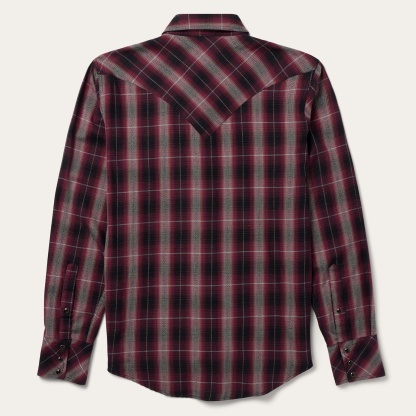 The Crimson Ember | Ombre Plaid Bias-Cut Western Shirt