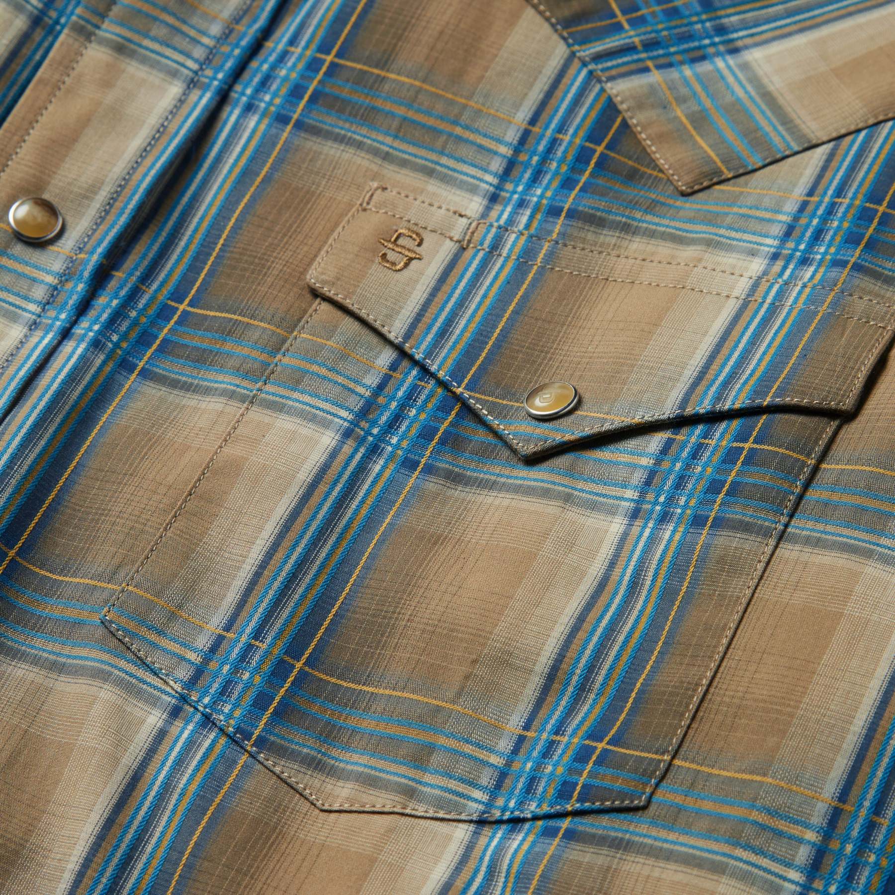 Khaki Ombre Plaid Shirt-MesaThread