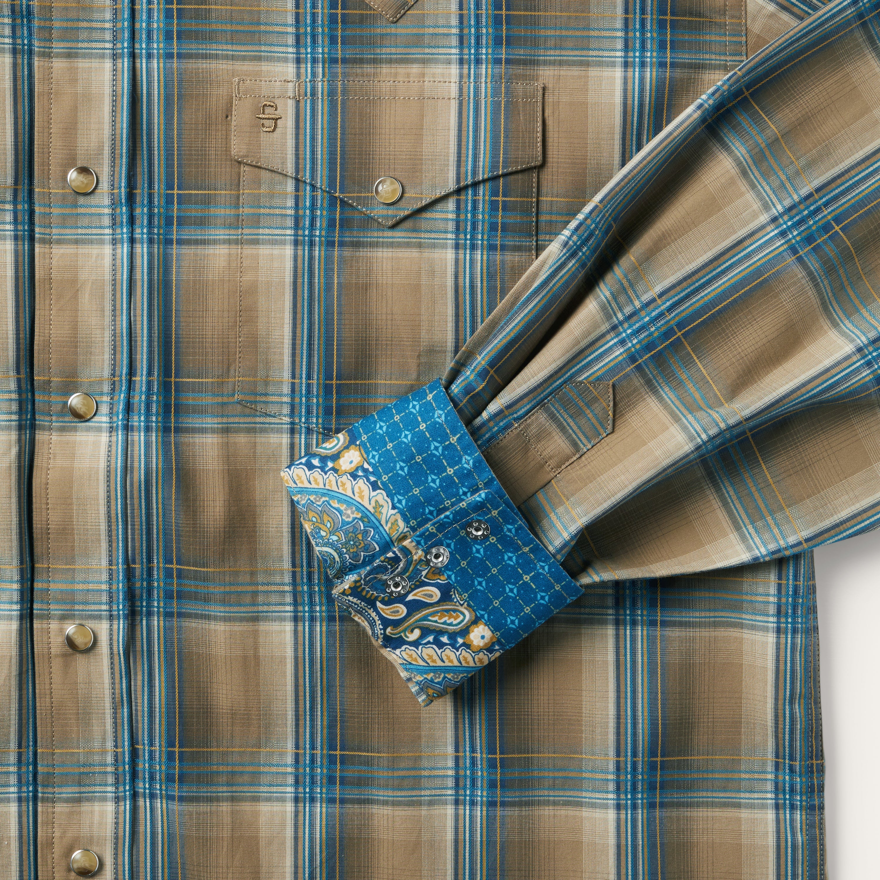 Khaki Ombre Plaid Shirt-MesaThread