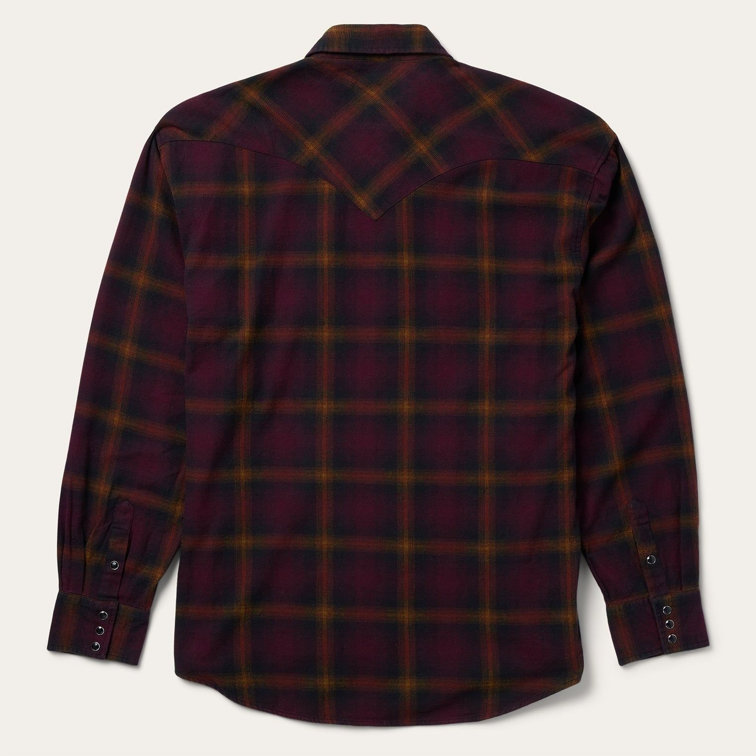Black Wine Plaid Western Shirt