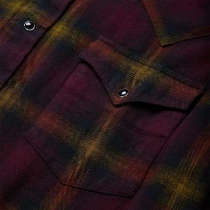 Black Wine Plaid Western Shirt