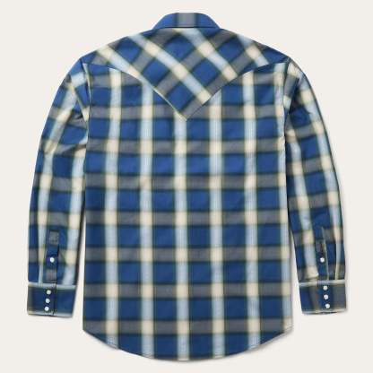 Blue Sage Dobby Plaid Western Shirt-MesaThread