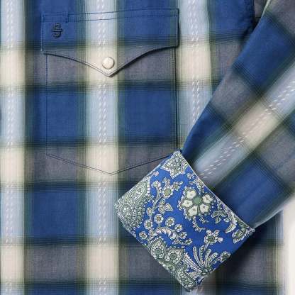 Blue Sage Dobby Plaid Western Shirt-MesaThread