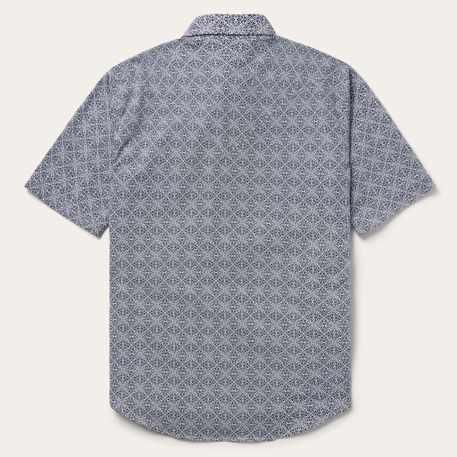 Navy Print Short Sleeve Western Shirt-MesaThread