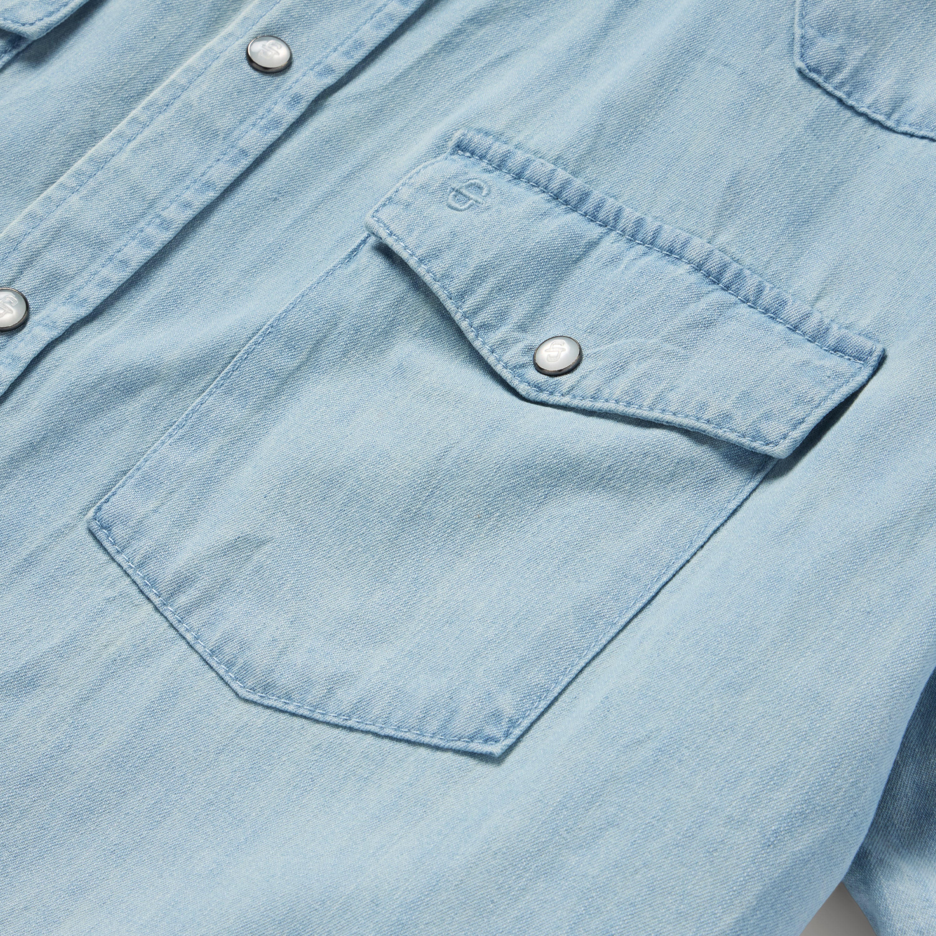 Chambray Oxford Short Sleeve Western Shirt-MesaThread