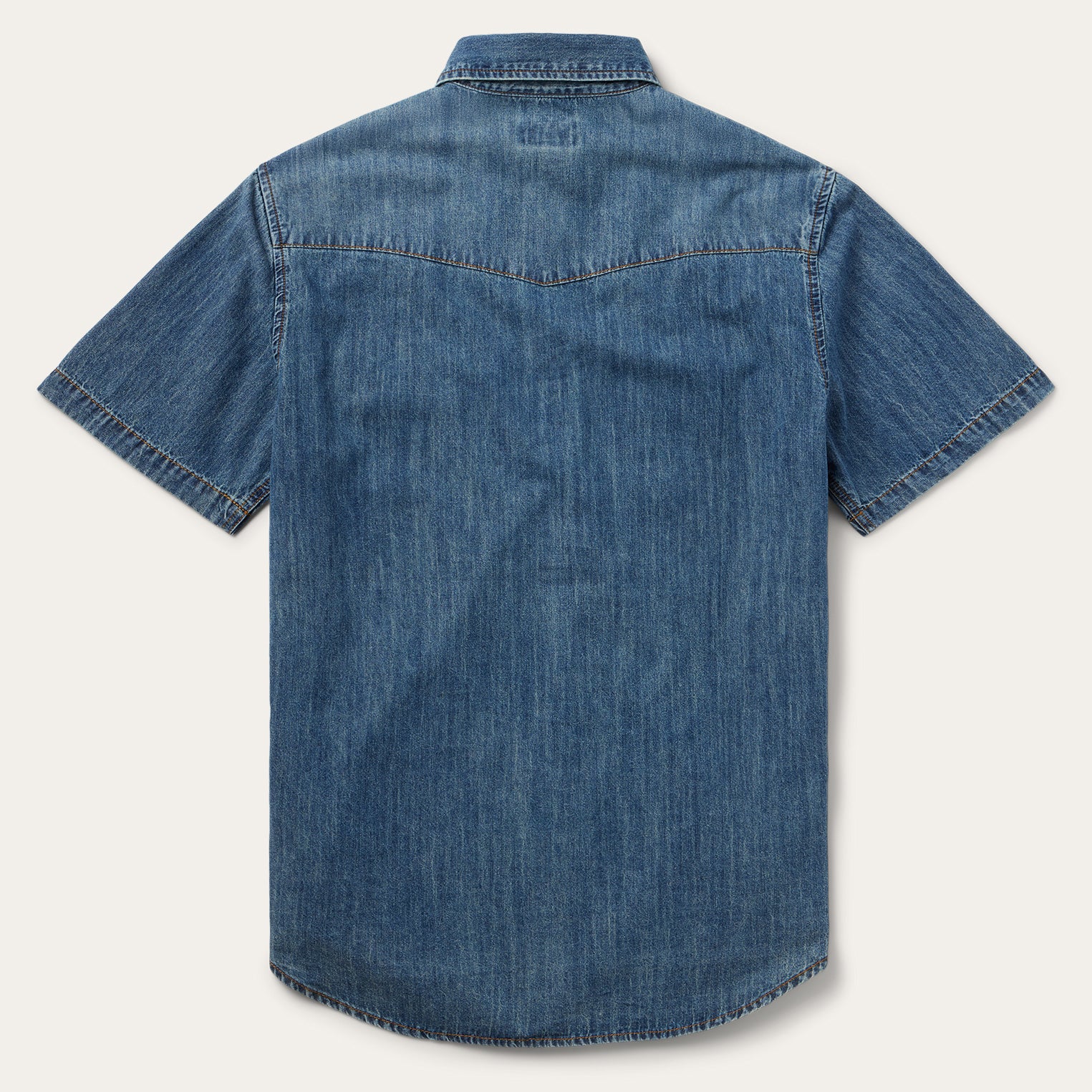 Turquoise Snap Short Sleeve Denim Shirt-MesaThread