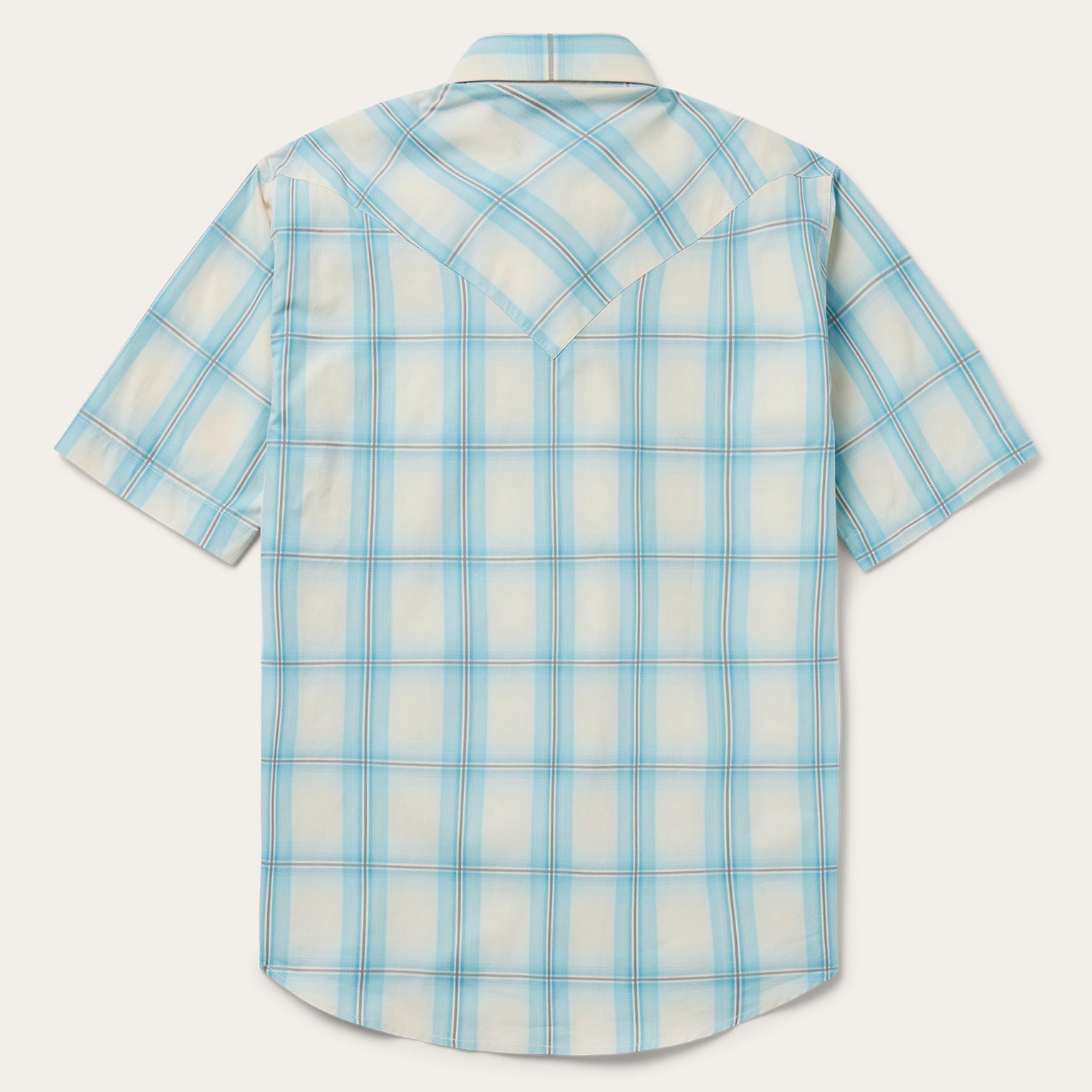 Ombre Plaid Short Sleeve Western Shirt-MesaThread