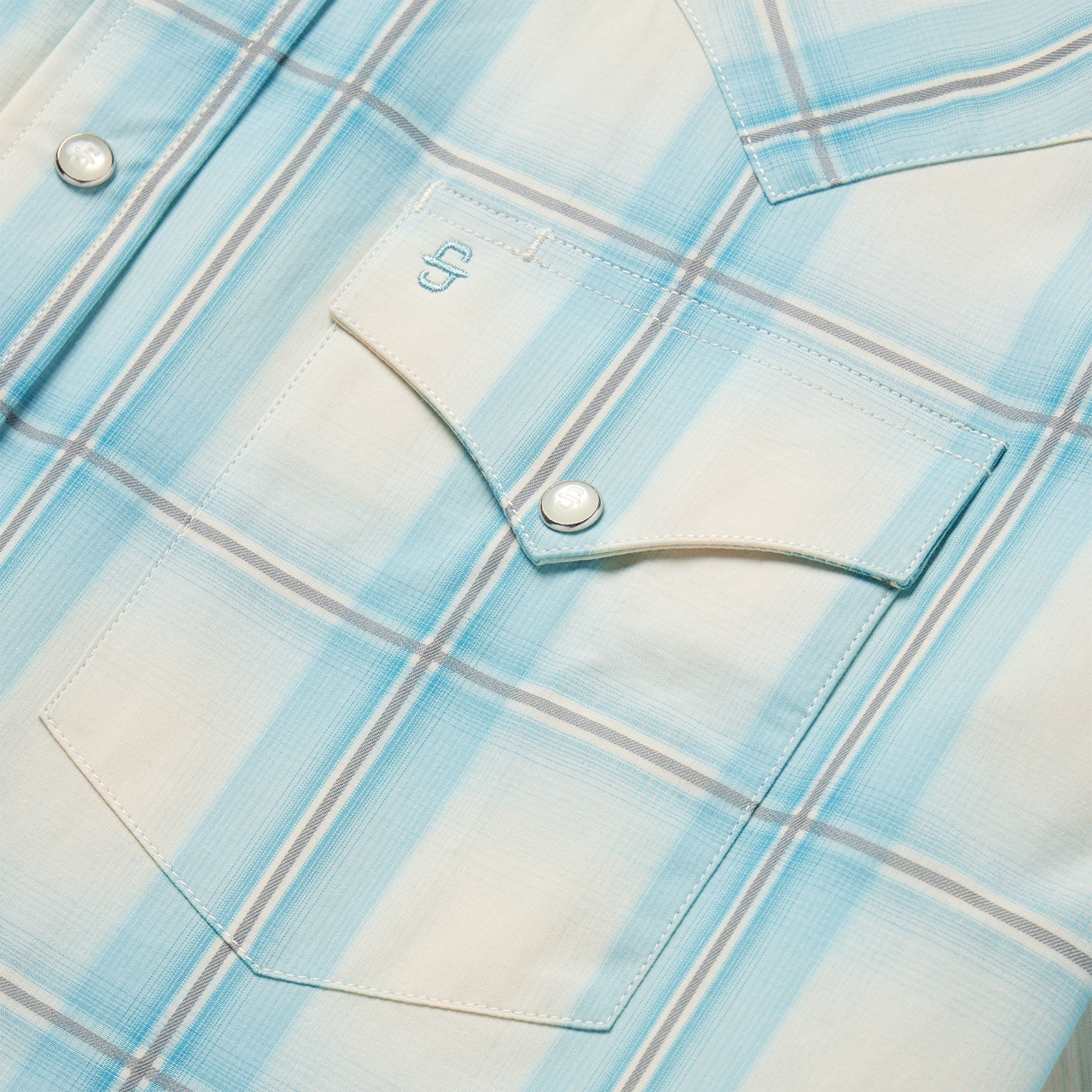 Ombre Plaid Short Sleeve Western Shirt-MesaThread