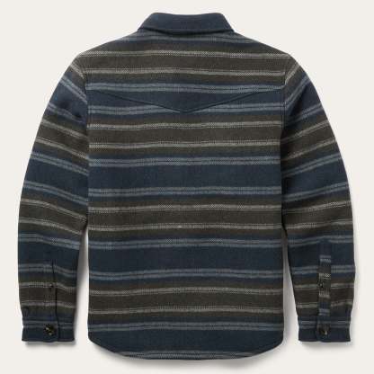 Wool Blend Stripe Shirt Jacket-MesaThread