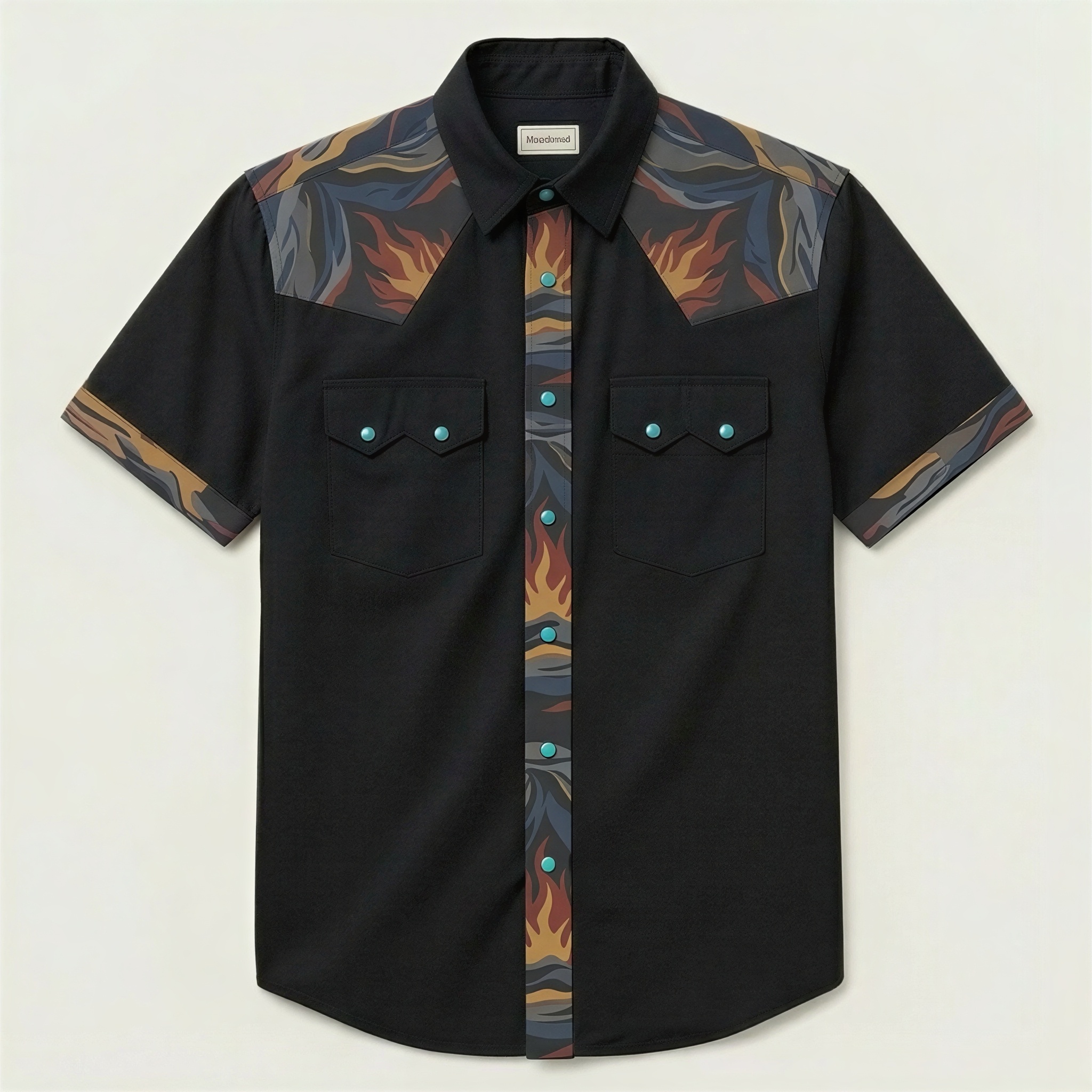 The Obsidian Bonfire | Mesathread Pro Contrast Panel Short-Sleeve Western Shirt