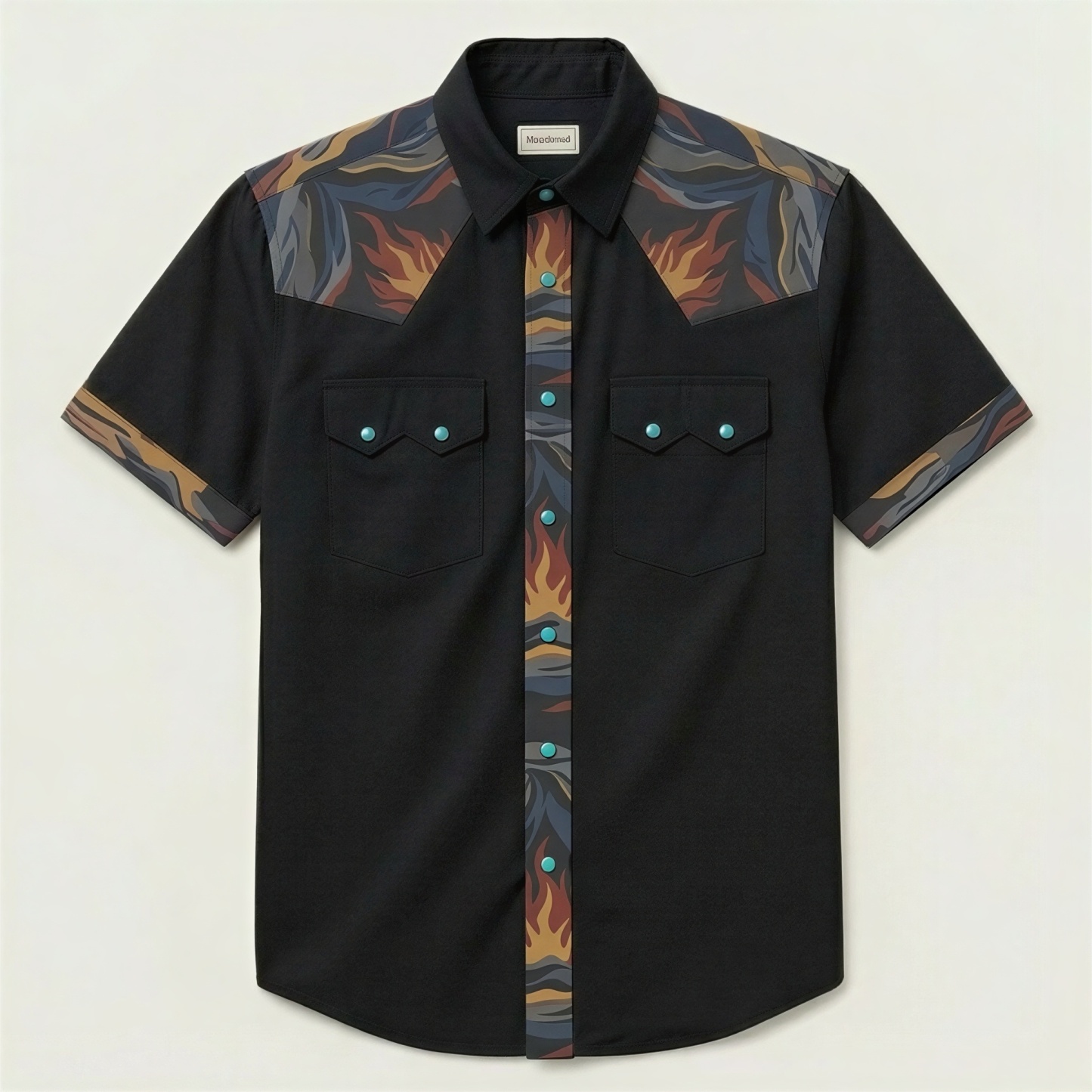 The Obsidian Bonfire | Mesathread Pro Contrast Panel Short-Sleeve Western Shirt