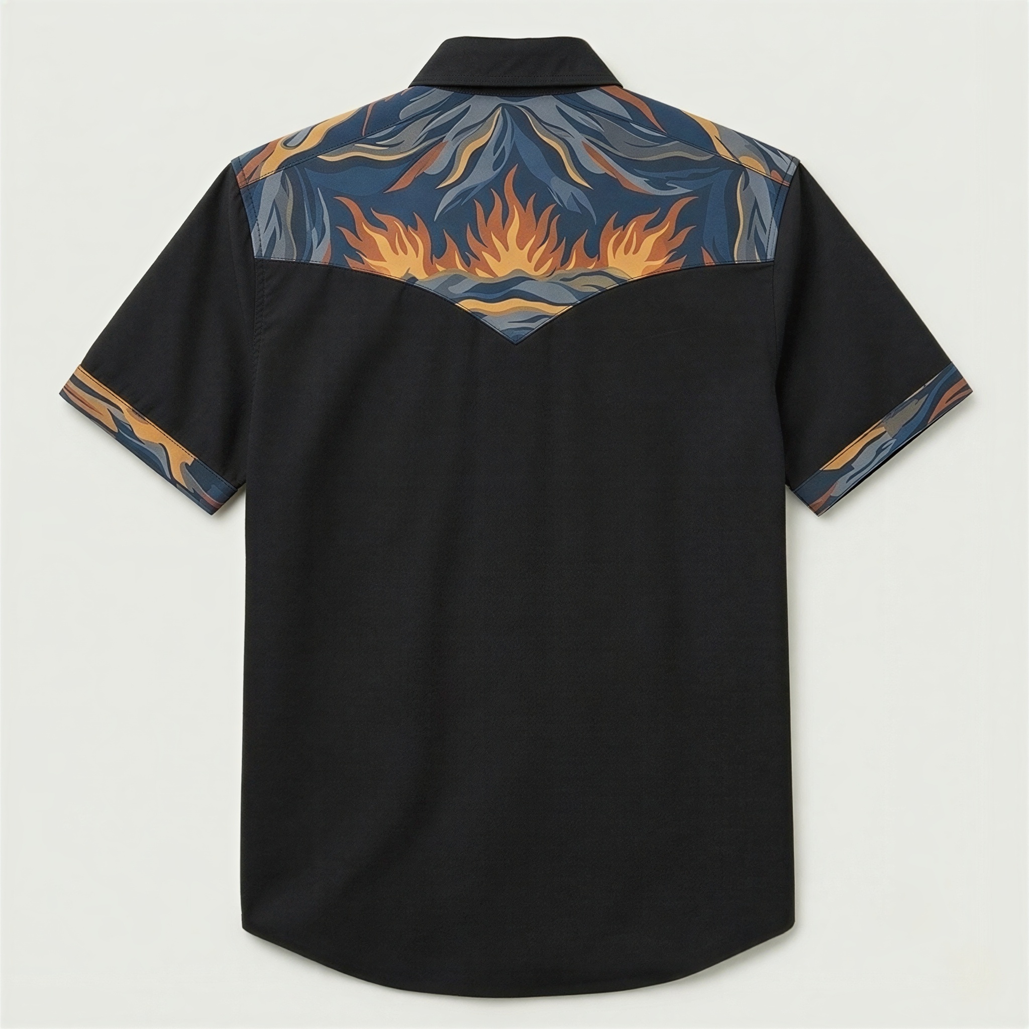 The Obsidian Bonfire | Mesathread Pro Contrast Panel Short-Sleeve Western Shirt