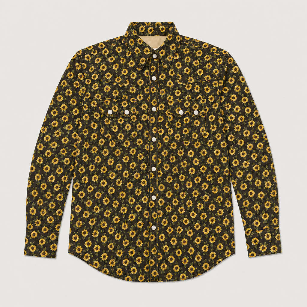 The Dusk Bloom | Sunflower Midnight Western Shirt