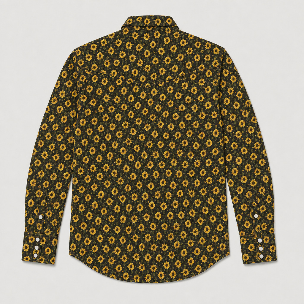 The Dusk Bloom | Sunflower Midnight Western Shirt