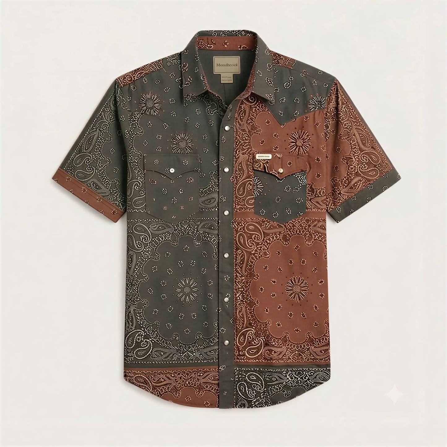 The Dust Bowl Patchwork — Iron Rust & Charcoal Bandana