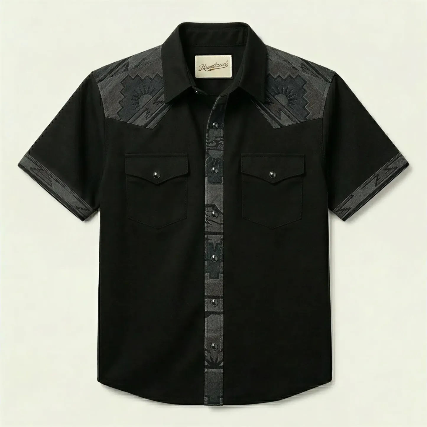 The Obsidian Beacon | Mesathread Pro Contrast Panel Short-Sleeve Western Shirt