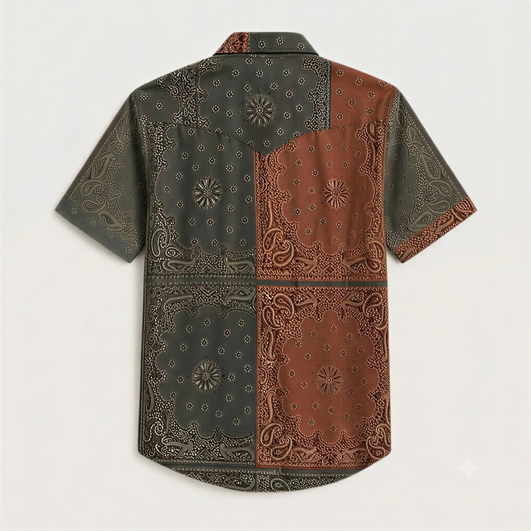 The Dust Bowl Patchwork — Iron Rust & Charcoal Bandana